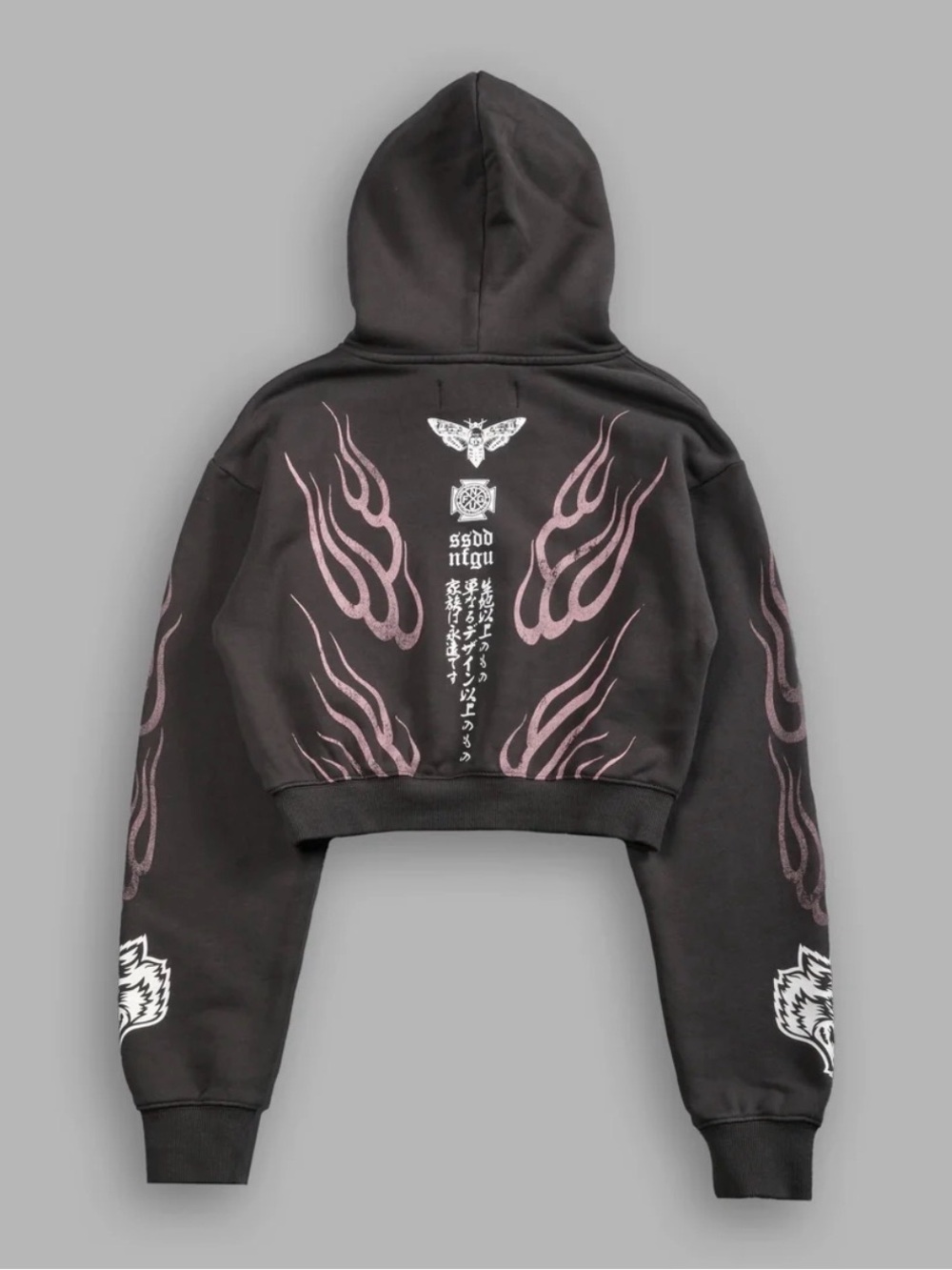 Darc Sport Moth Flames “Rose” Hoodie in Wolf Gray